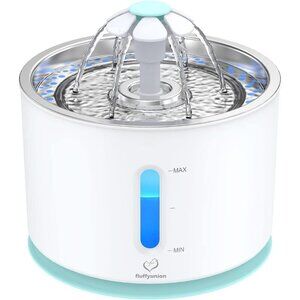 Fluffyunion Silver Fountain With Stainless Steel 4 Filters/4 Sponges Dispenser